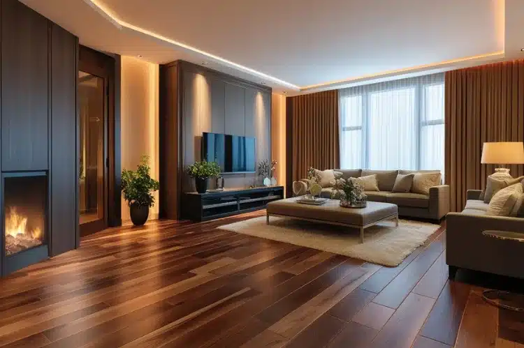 An inviting living room with luxurious hardwood flooring