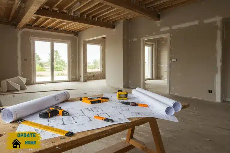 A modern home renovation scene.