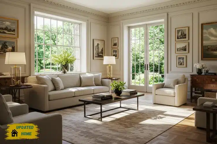 A luxurious Boston home interior with a blend of modern and traditional elements.
