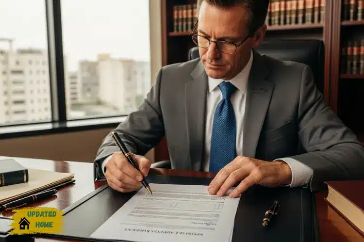 spousal support agreement document being adjusted with a pen.